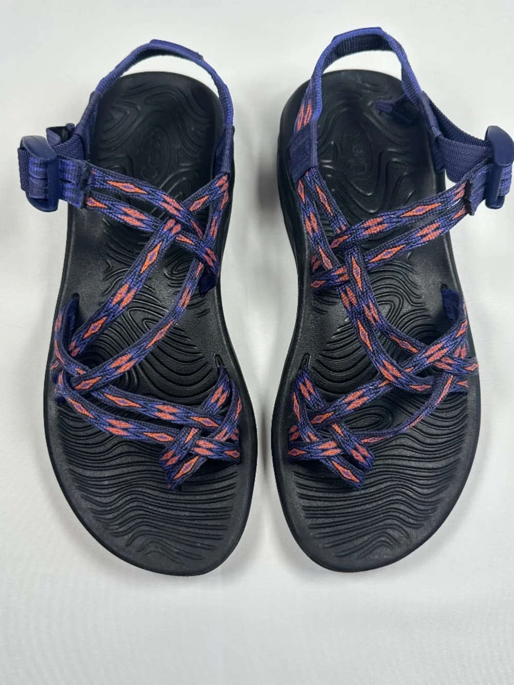 Chaco Zvolv X2 Womens Sandals Volcanic Blue Orange Toe Loop Adjustable Size W9